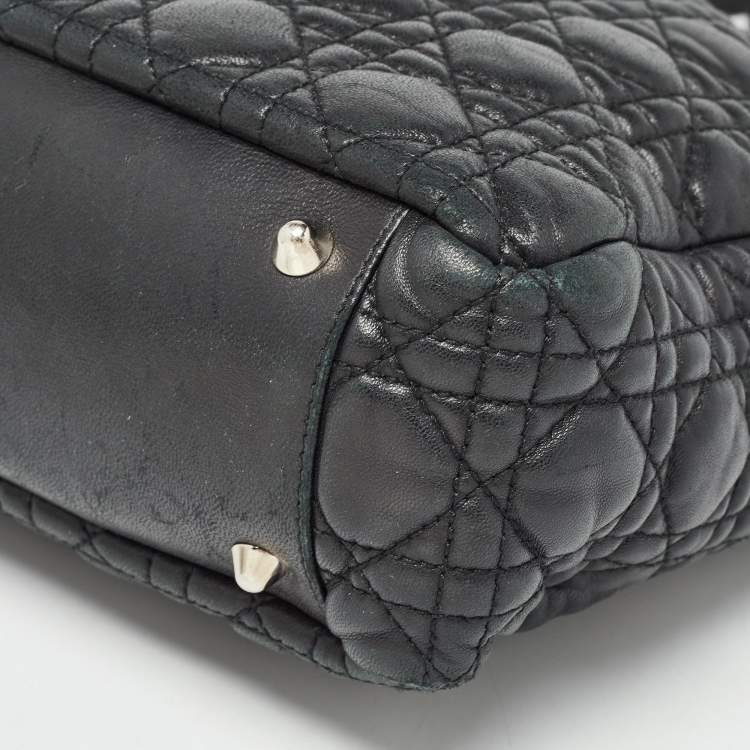 Pre Owned Dior Black Cannage Quilted Leather Soft Lady Dior Tote