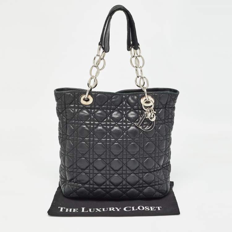Pre Owned Dior Black Cannage Quilted Leather Soft Lady Dior Tote