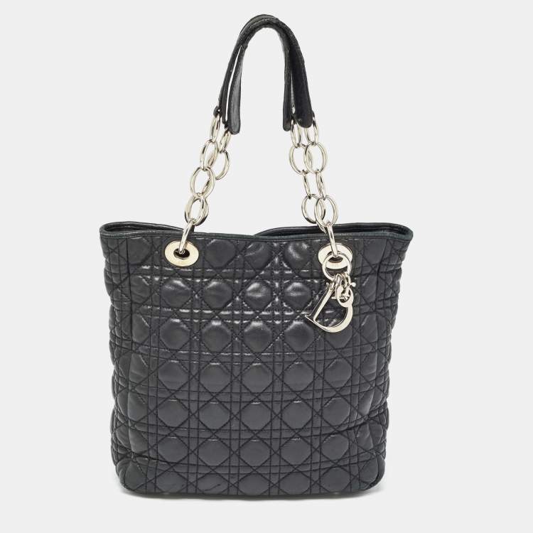Pre Owned Dior Black Cannage Quilted Leather Soft Lady Dior Tote