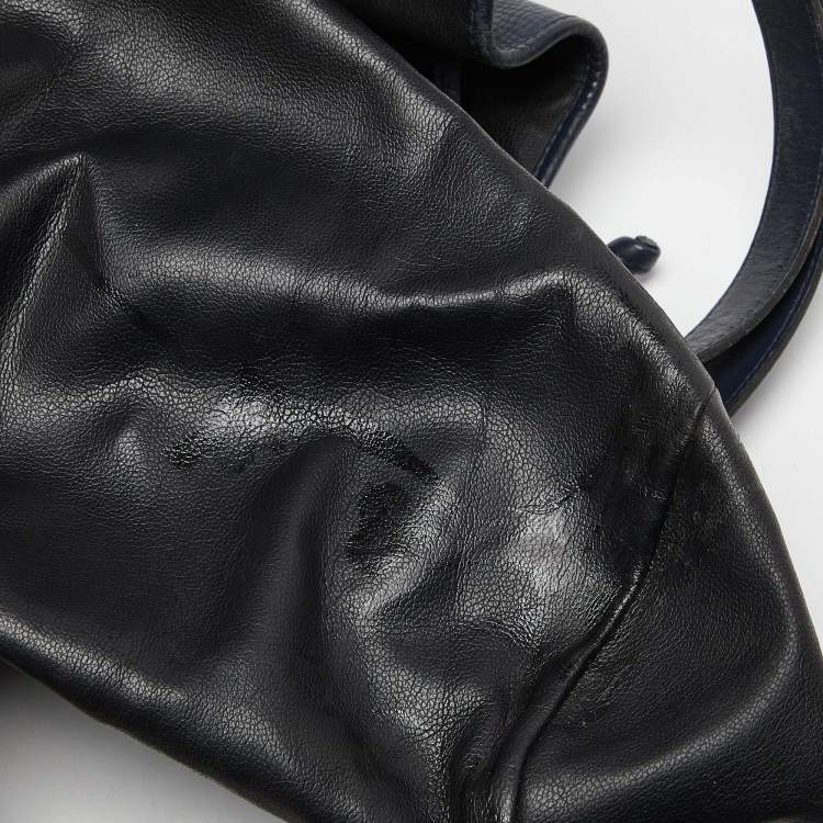 Pre Owned Dior Blue Leather String Bucket Bag