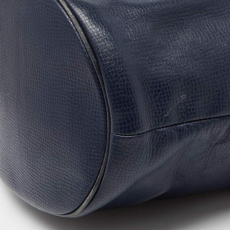 Pre Owned Dior Blue Leather String Bucket Bag