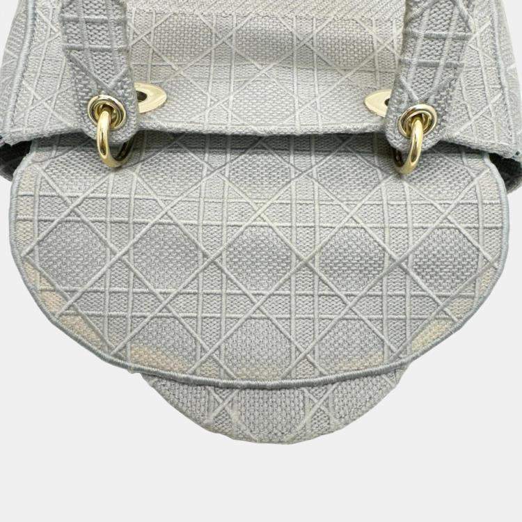 Pre Owned Dior Grey Canvas Medium Cannage Lady D-Lite Tote Bag