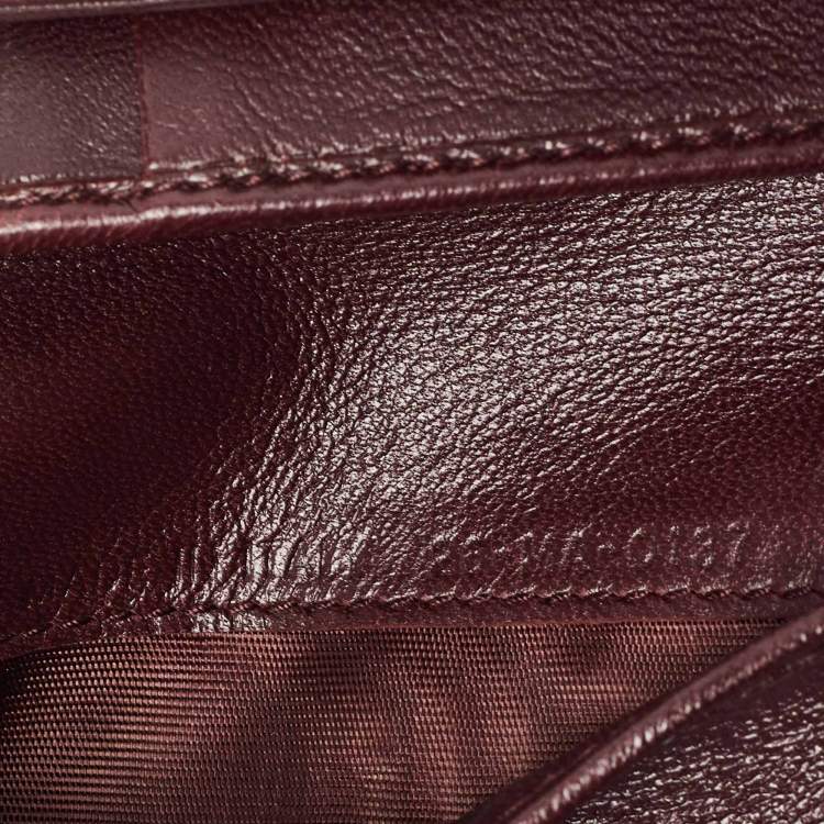 Pre Owned Dior Burgundy Leather Studded Diorama Trifold Wallet