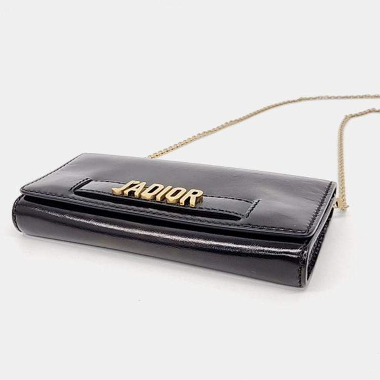 Pre Owned Dior Black Leather J'Adior Mini Chain Crossbody Bag