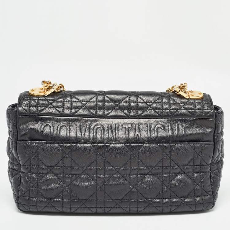 Pre Owned Dior Black Cannage Leather Medium Caro Shoulder Bag