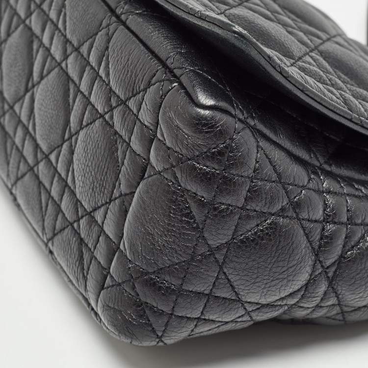 Pre Owned Dior Black Cannage Leather Medium Caro Shoulder Bag