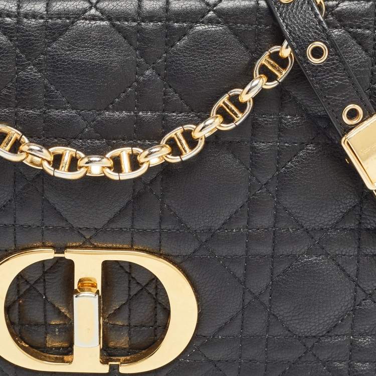 Pre Owned Dior Black Cannage Leather Medium Caro Shoulder Bag
