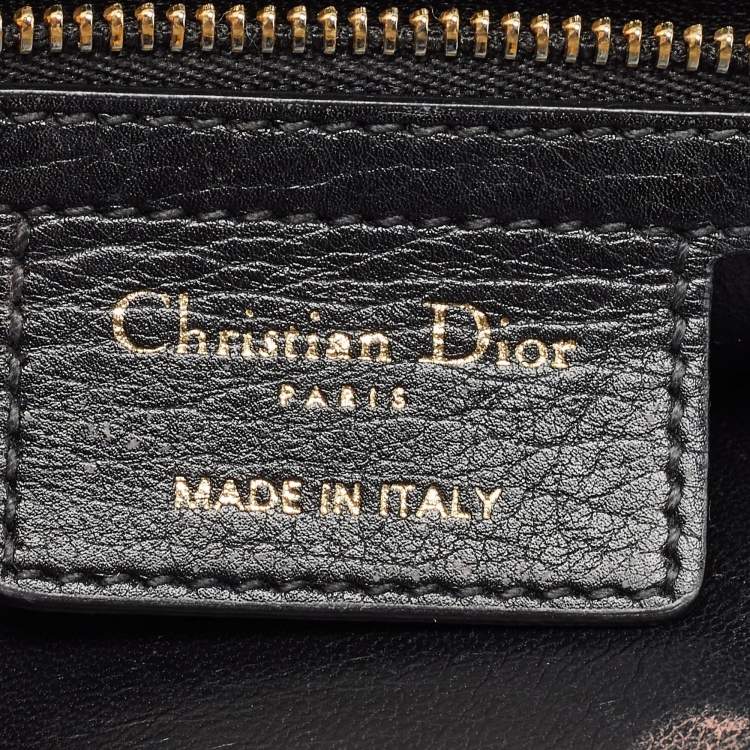 Pre Owned Dior Black Cannage Leather Medium Caro Shoulder Bag