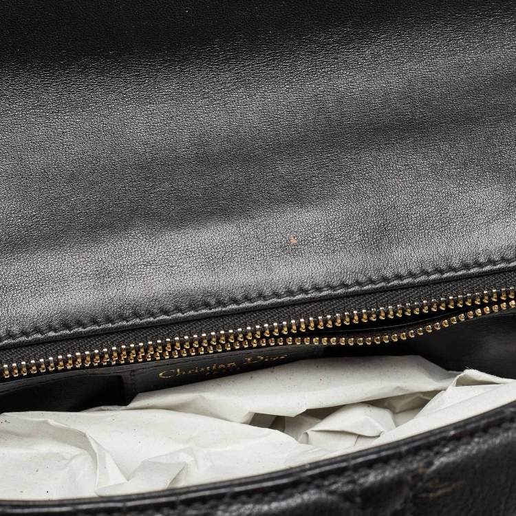 Pre Owned Dior Black Cannage Leather Medium Caro Shoulder Bag