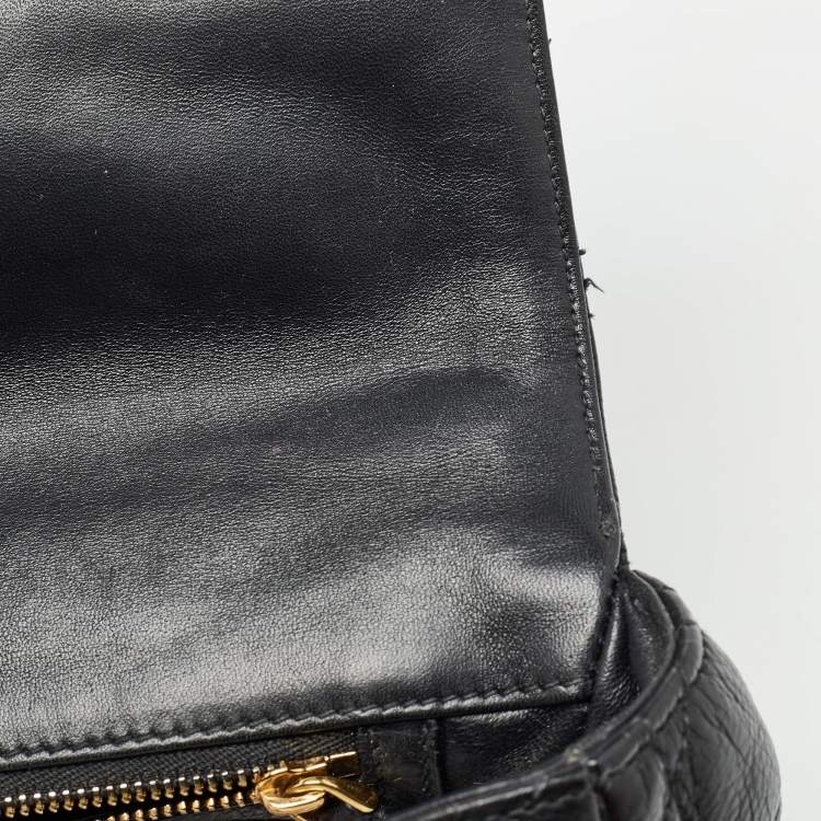 Pre Owned Dior Black Cannage Leather Medium Caro Shoulder Bag