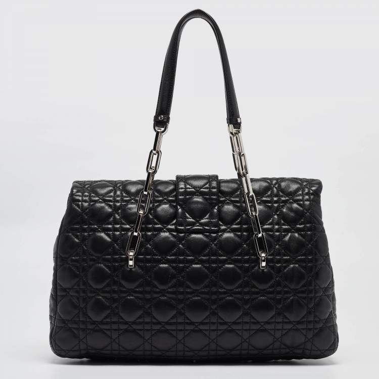 Pre Owned Dior Black Cannage Leather New Lock Flap Bag