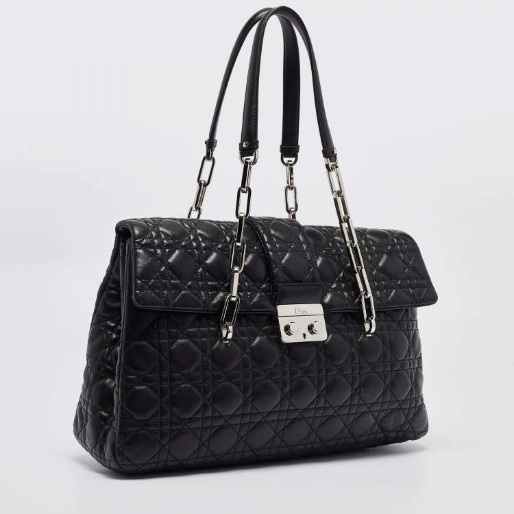 Pre Owned Dior Black Cannage Leather New Lock Flap Bag