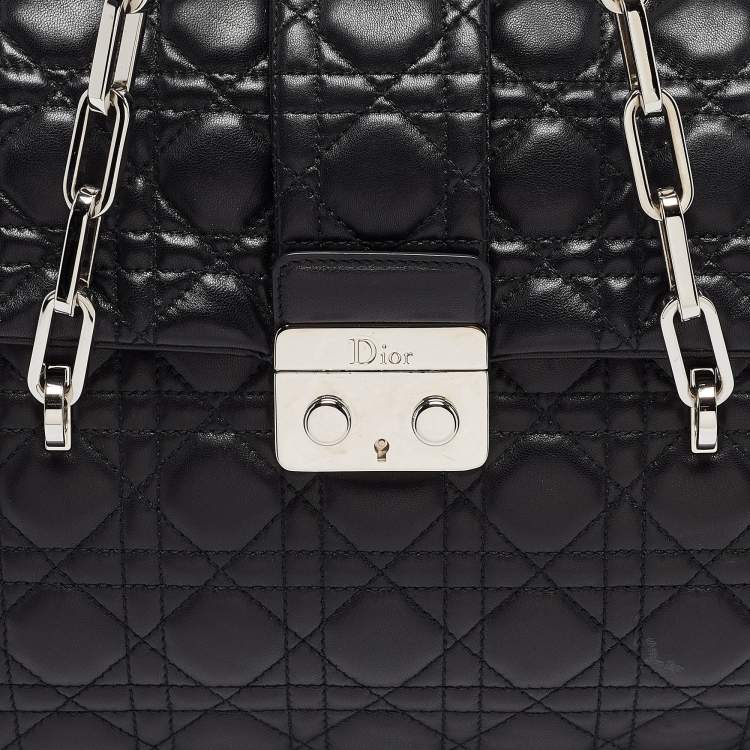 Pre Owned Dior Black Cannage Leather New Lock Flap Bag