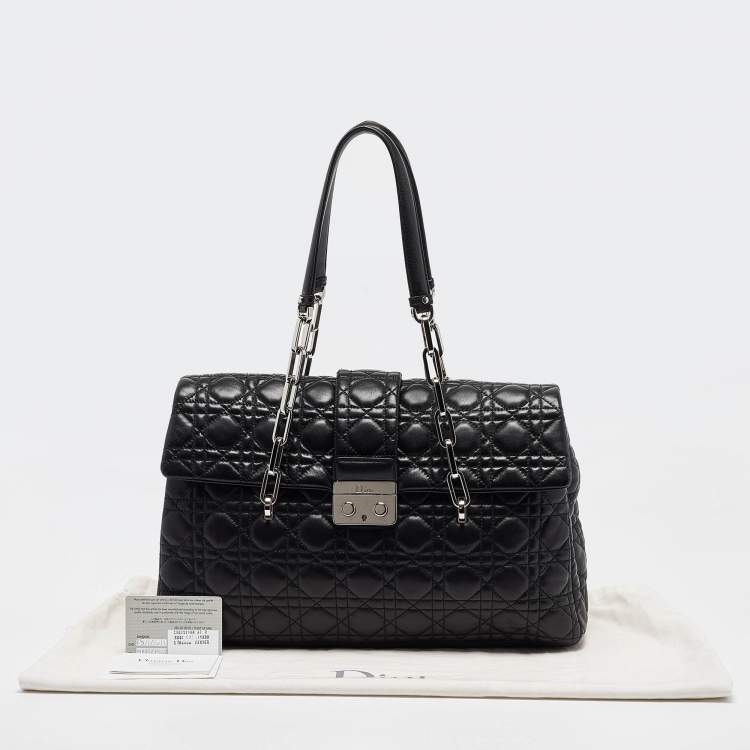 Pre Owned Dior Black Cannage Leather New Lock Flap Bag
