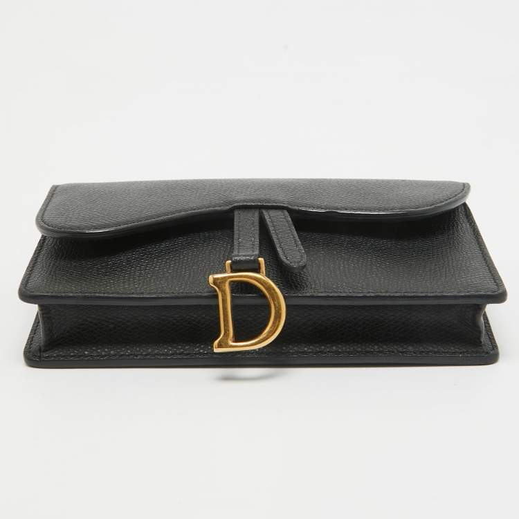 Pre Owned Dior Black Leather Saddle Belt Pouch