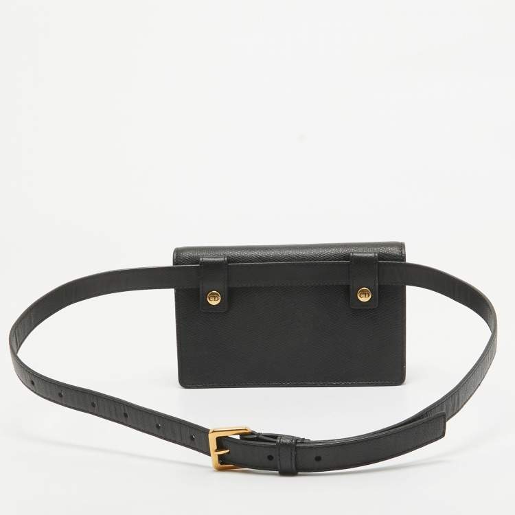 Pre Owned Dior Black Leather Saddle Belt Pouch