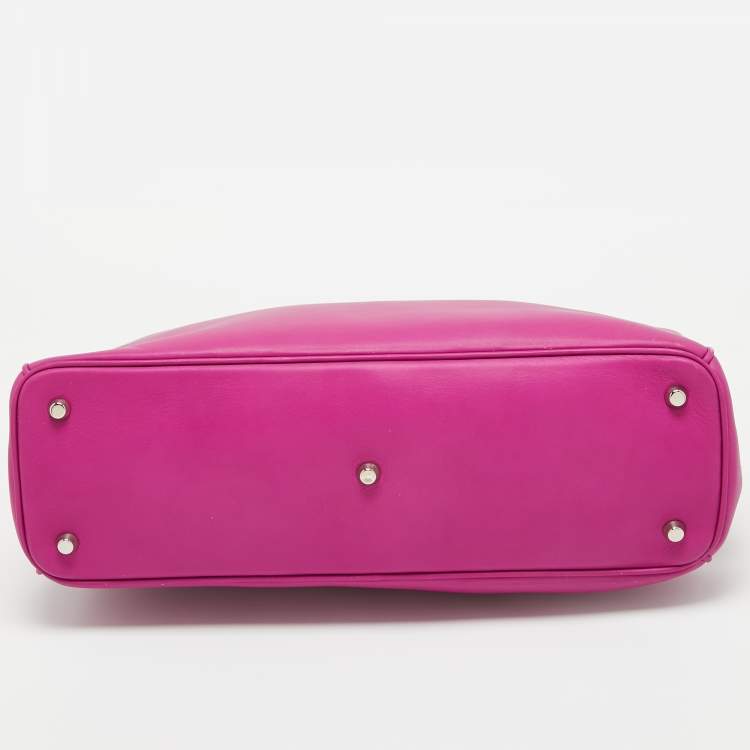 Pre Owned Dior Fuchsia Leather Large Diorissimo Shopper Tote