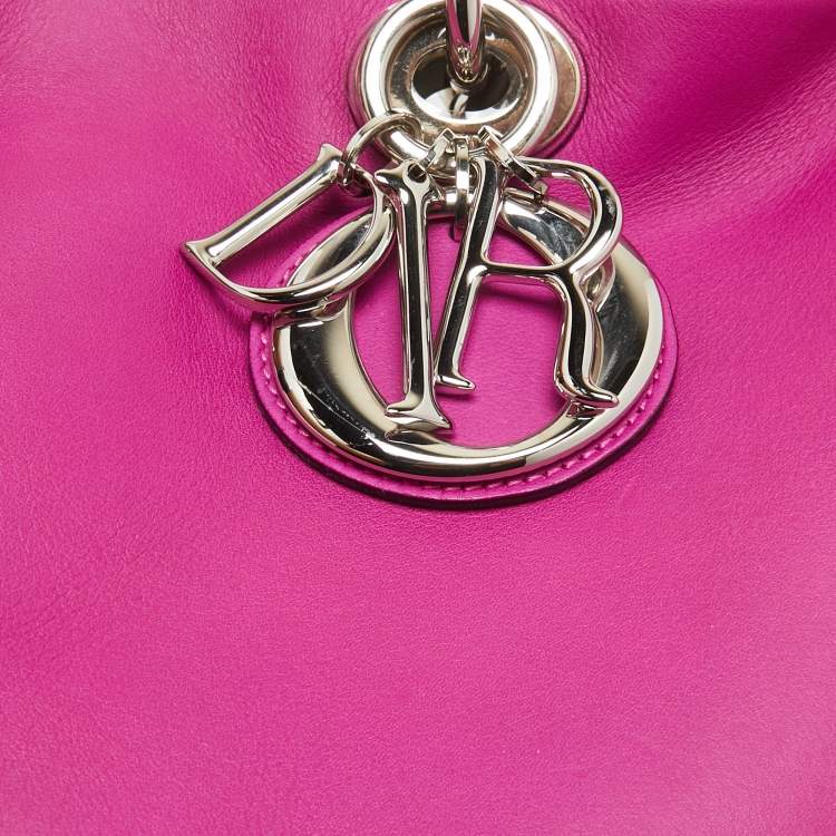 Pre Owned Dior Fuchsia Leather Large Diorissimo Shopper Tote