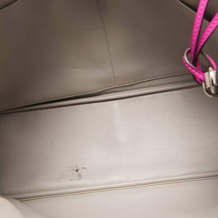 Pre Owned Dior Fuchsia Leather Large Diorissimo Shopper Tote