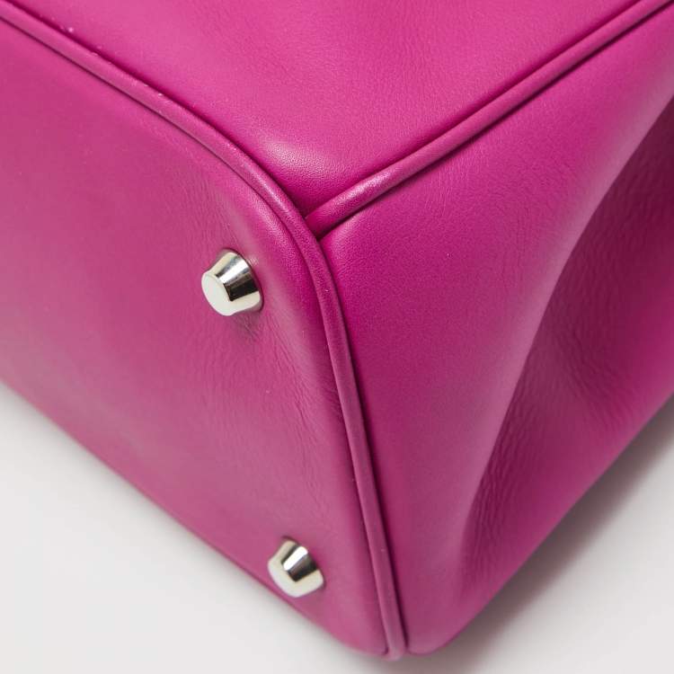 Pre Owned Dior Fuchsia Leather Large Diorissimo Shopper Tote