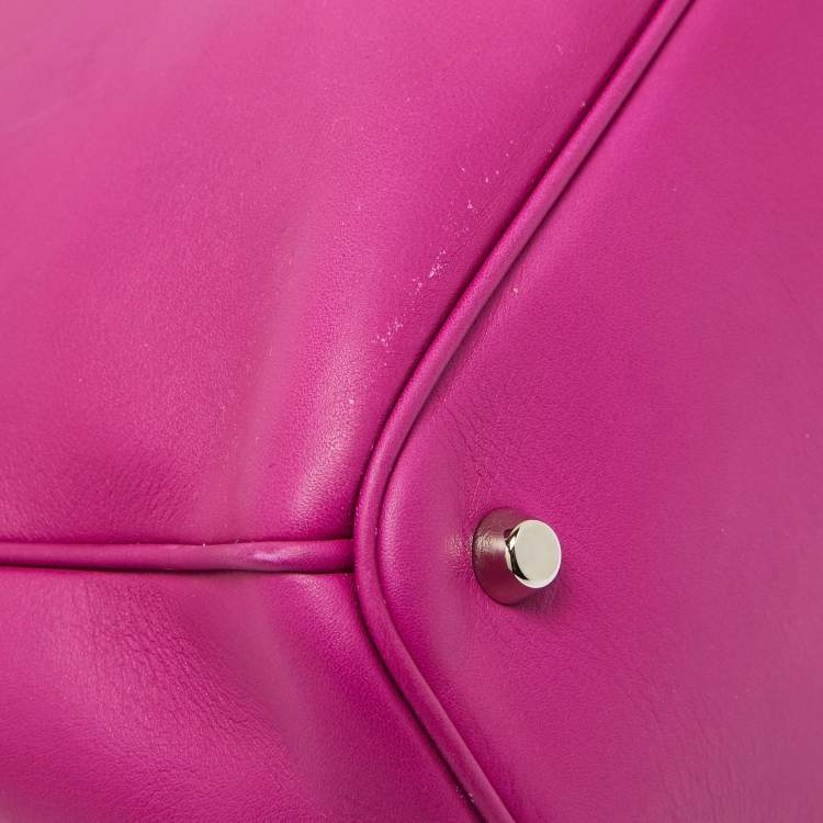 Pre Owned Dior Fuchsia Leather Large Diorissimo Shopper Tote