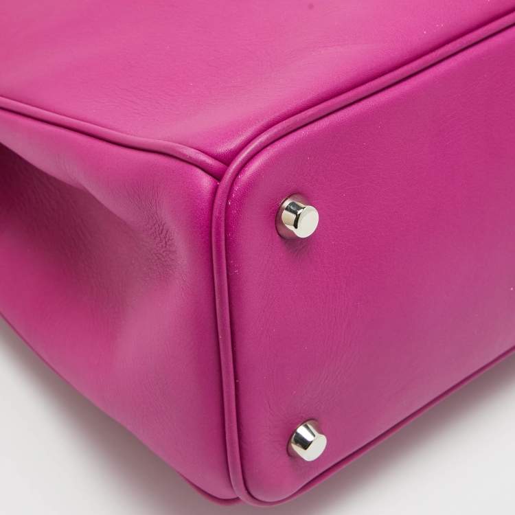 Pre Owned Dior Fuchsia Leather Large Diorissimo Shopper Tote