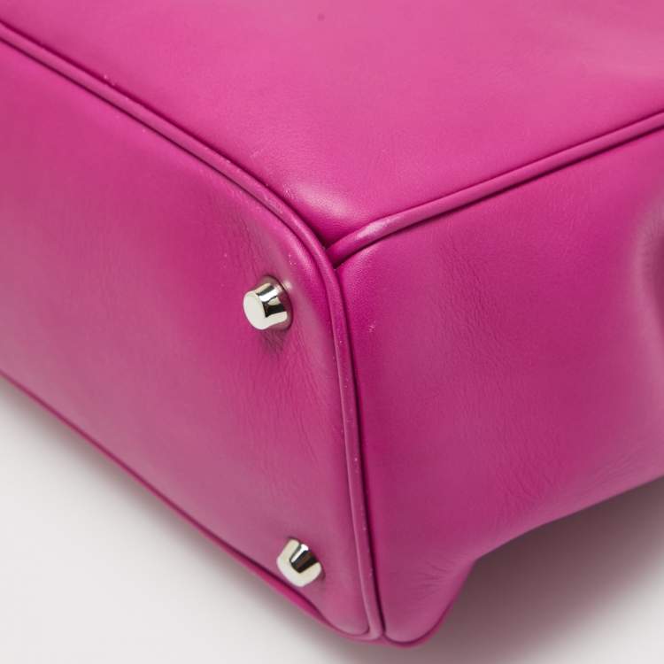 Pre Owned Dior Fuchsia Leather Large Diorissimo Shopper Tote