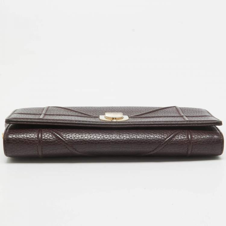 Pre Owned Dior Burgundy Leather Diorama Wallet on Chain