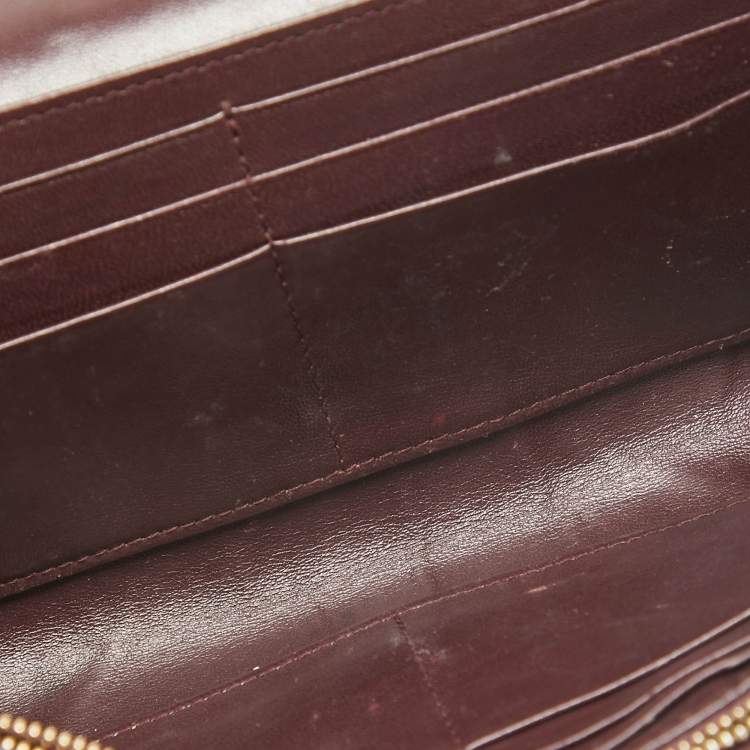 Pre Owned Dior Burgundy Leather Diorama Wallet on Chain