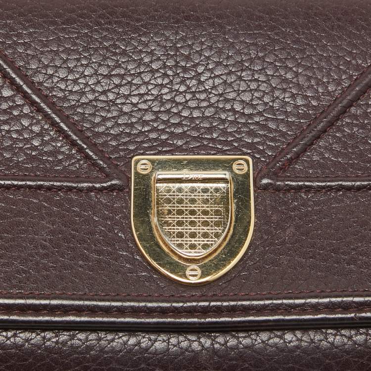 Pre Owned Dior Burgundy Leather Diorama Wallet on Chain