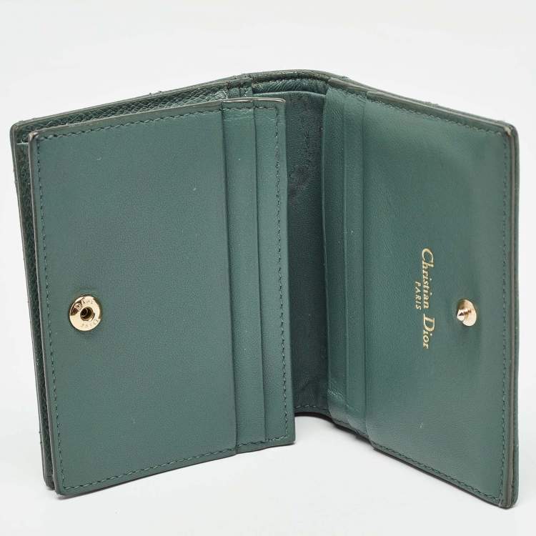 Pre Owned Dior Green Leather Diorama Bifold Compact Wallet