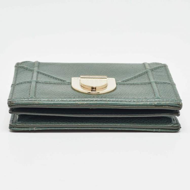 Pre Owned Dior Green Leather Diorama Bifold Compact Wallet