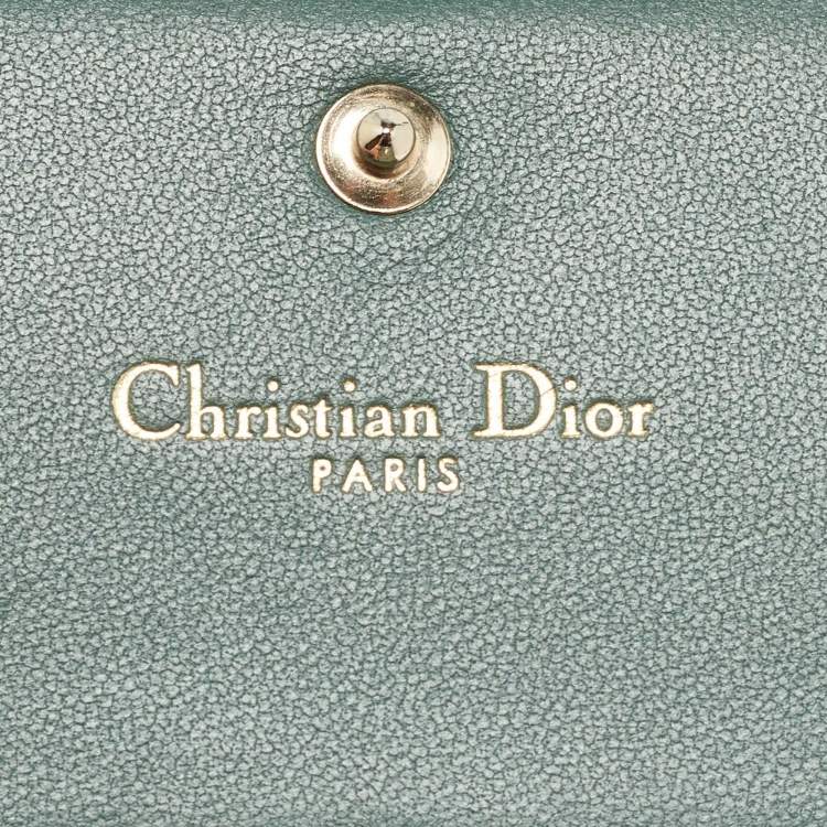 Pre Owned Dior Green Leather Diorama Bifold Compact Wallet