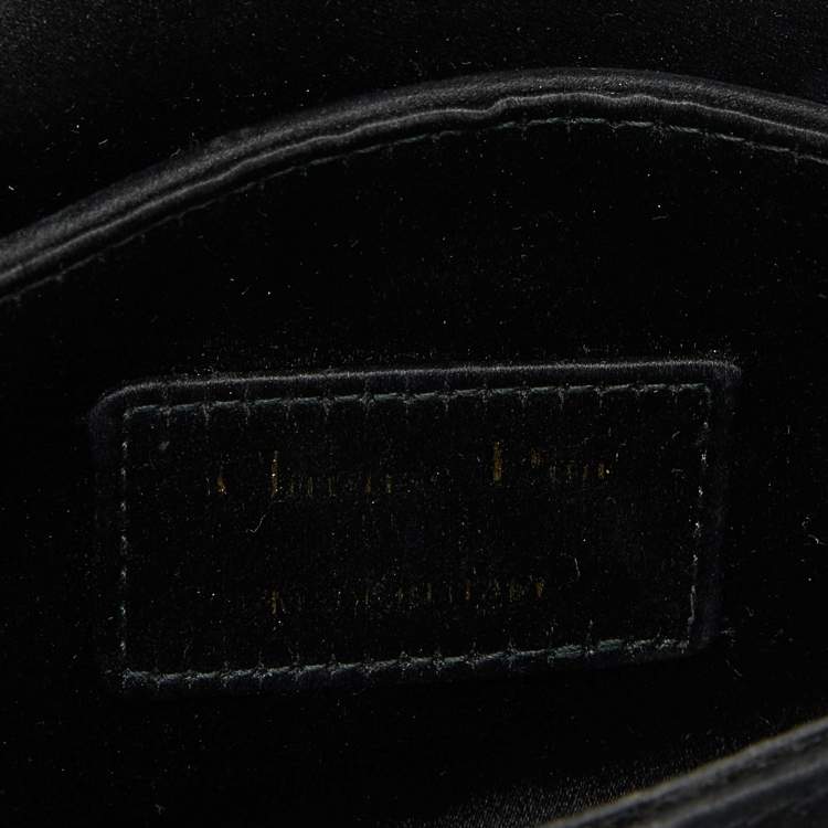 Pre Owned Dior Black Satin Mini Crystal Embellished Saddle Bag