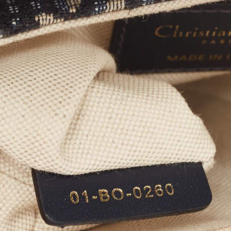 Pre Owned Dior Navy Blue Oblique Canvas and Leather Mini Saddle Bag