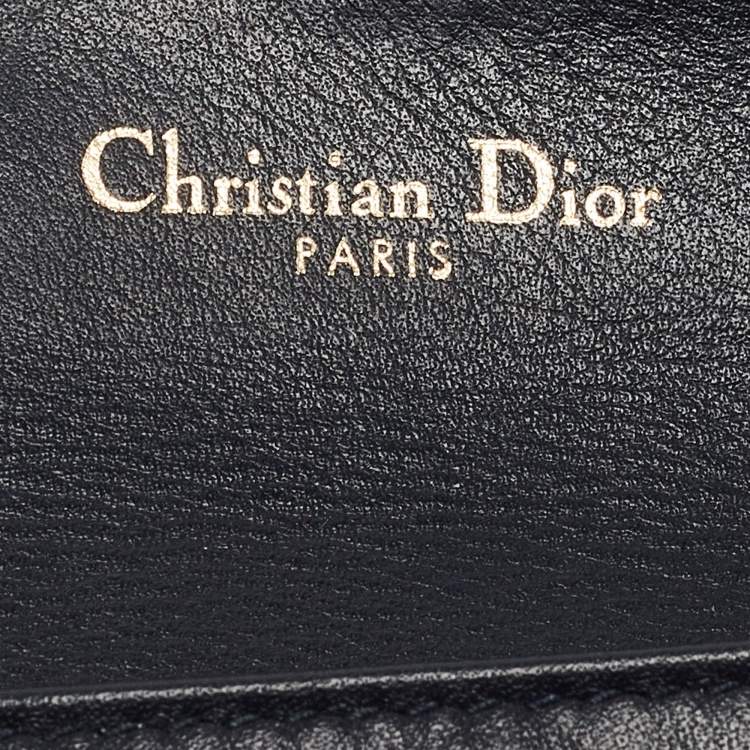 Pre Owned Dior Blue Oblique Canvas Saddle Flap Card Holder