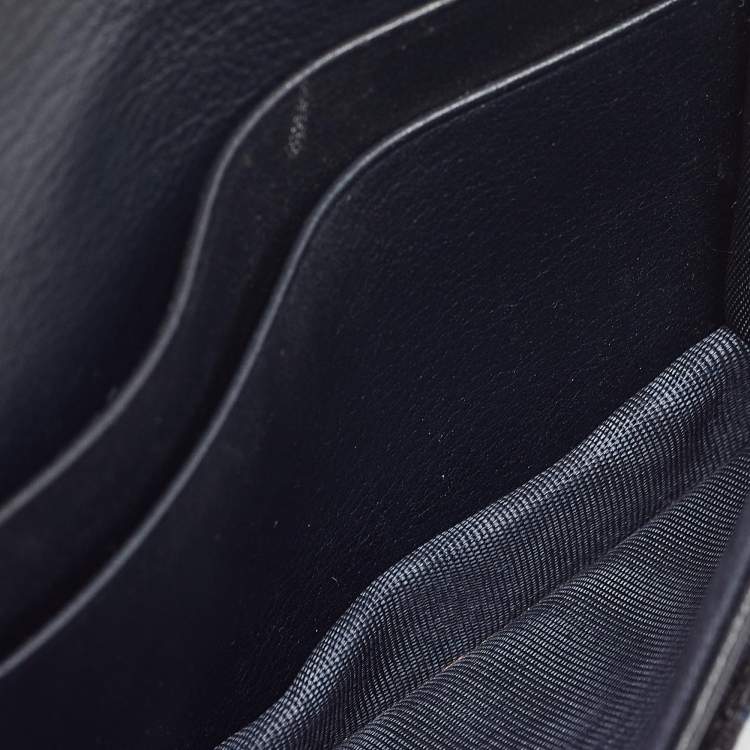 Pre Owned Dior Blue Oblique Canvas Saddle Flap Card Holder