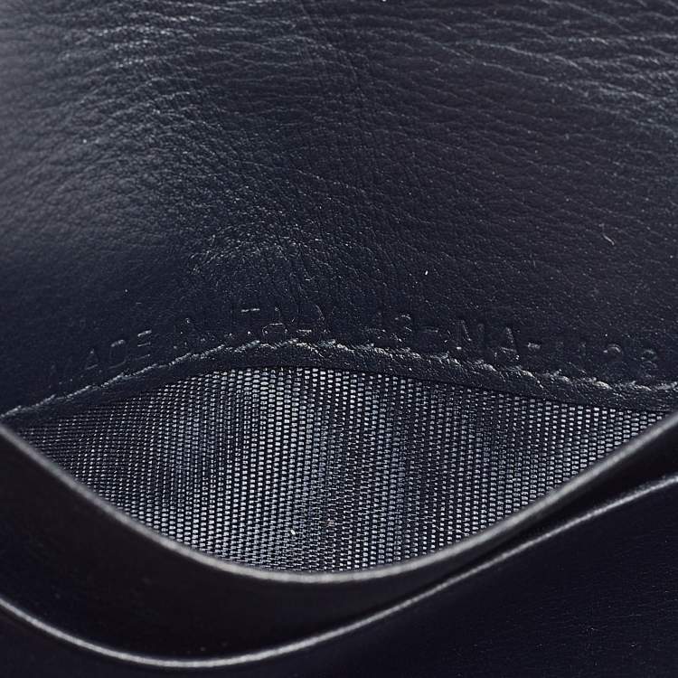 Pre Owned Dior Blue Oblique Canvas Saddle Flap Card Holder