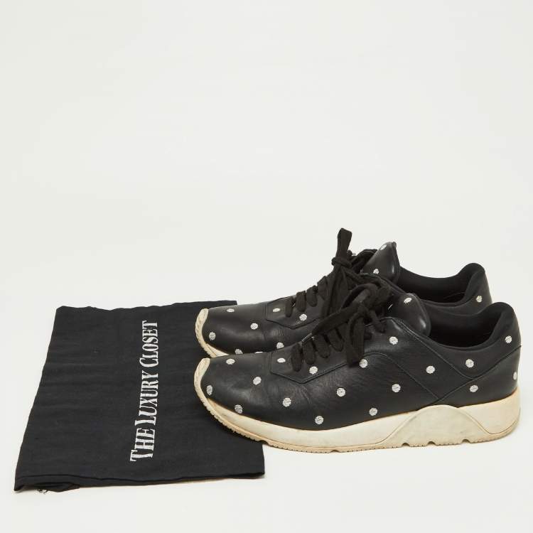 Pre Owned Dior Black Leather Polka Dot Low Top Sneakers Size 41