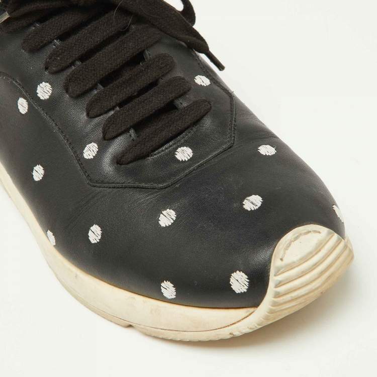 Pre Owned Dior Black Leather Polka Dot Low Top Sneakers Size 41