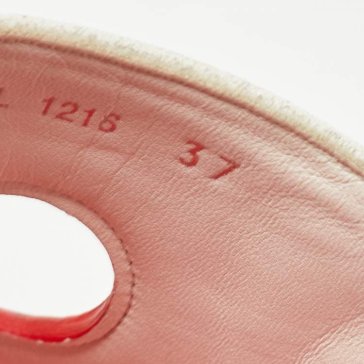 Pre Owned Dior Tricolor Leather Marina Slides Size 37