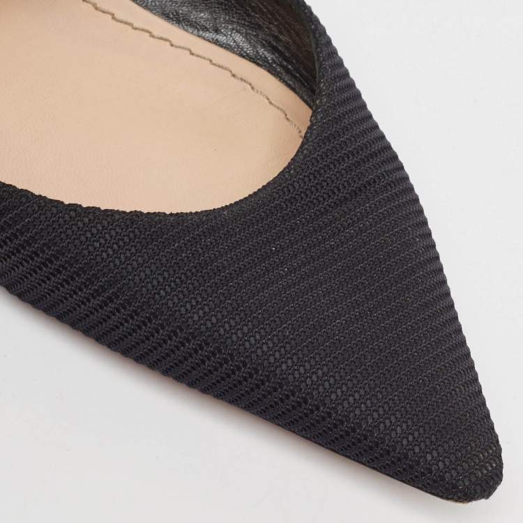 Pre Owned Dior Black Technical Fabric and Leather D-Dior Flat Mules Size 38.5