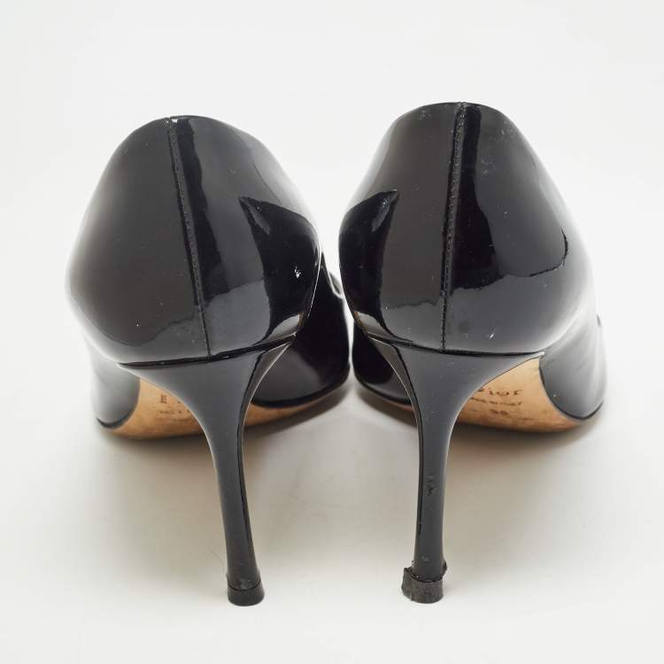Pre Owned Dior Black Patent Leather Pointed Toe Pumps Size 38