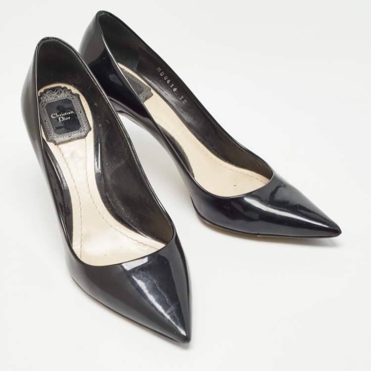 Pre Owned Dior Black Patent Leather Pointed Toe Pumps Size 38