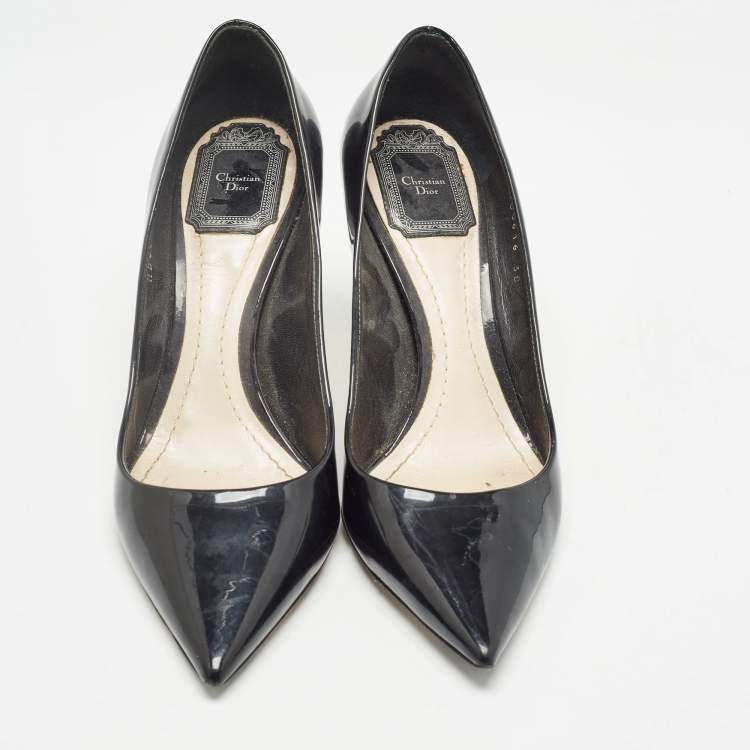 Pre Owned Dior Black Patent Leather Pointed Toe Pumps Size 38