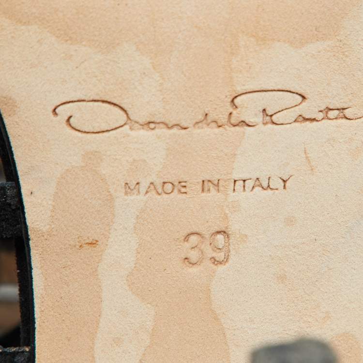 Pre Owned Oscar de la Renta Black Suede Lace-Up Knee High Gladiator Boots Size 39