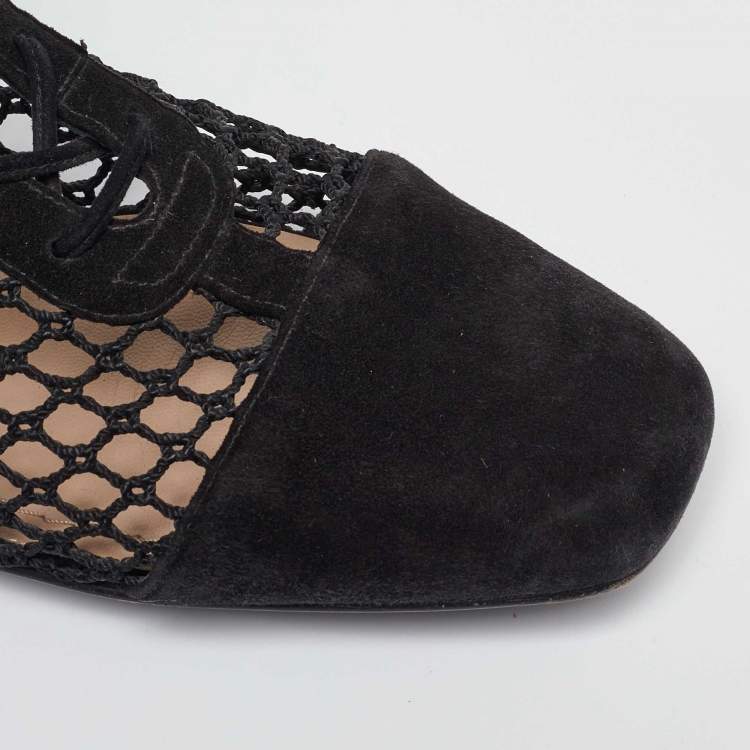 Pre Owned Dior Black Mesh and Suede Naughtily-D Boots Size 37.5