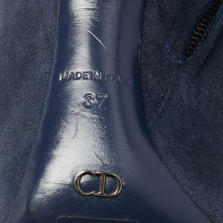 Pre Owned Dior Blue Suede Knee Length Boots Size 37