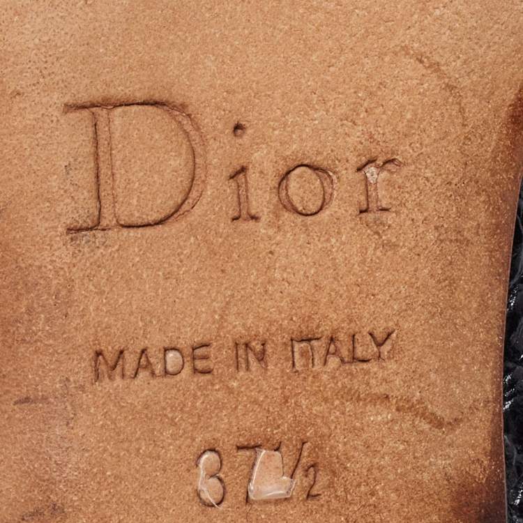 Pre Owned Dior Black Croc Embossed Leather Slingback Pumps Size 37.5