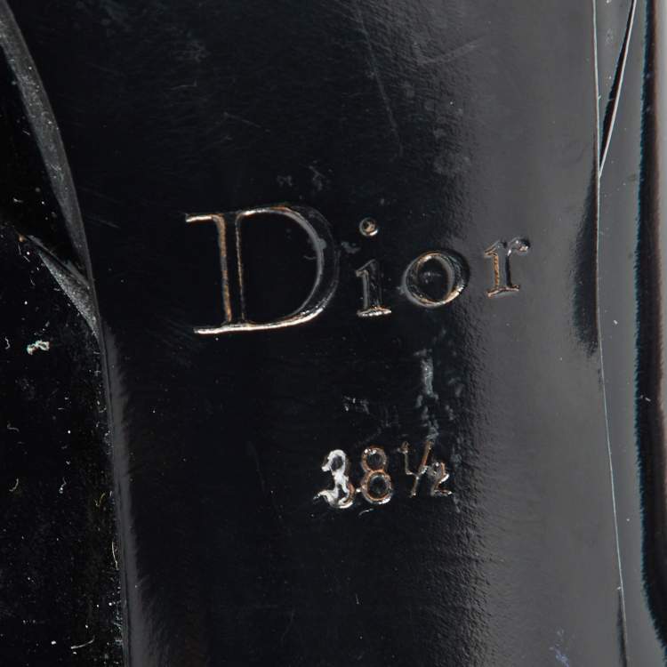 Pre Owned Dior Black Patent Leather Platform Zip Ankle Booties Size 38.5
